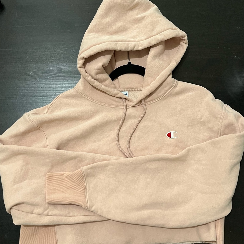 Champion cropped hoodie (light pink)